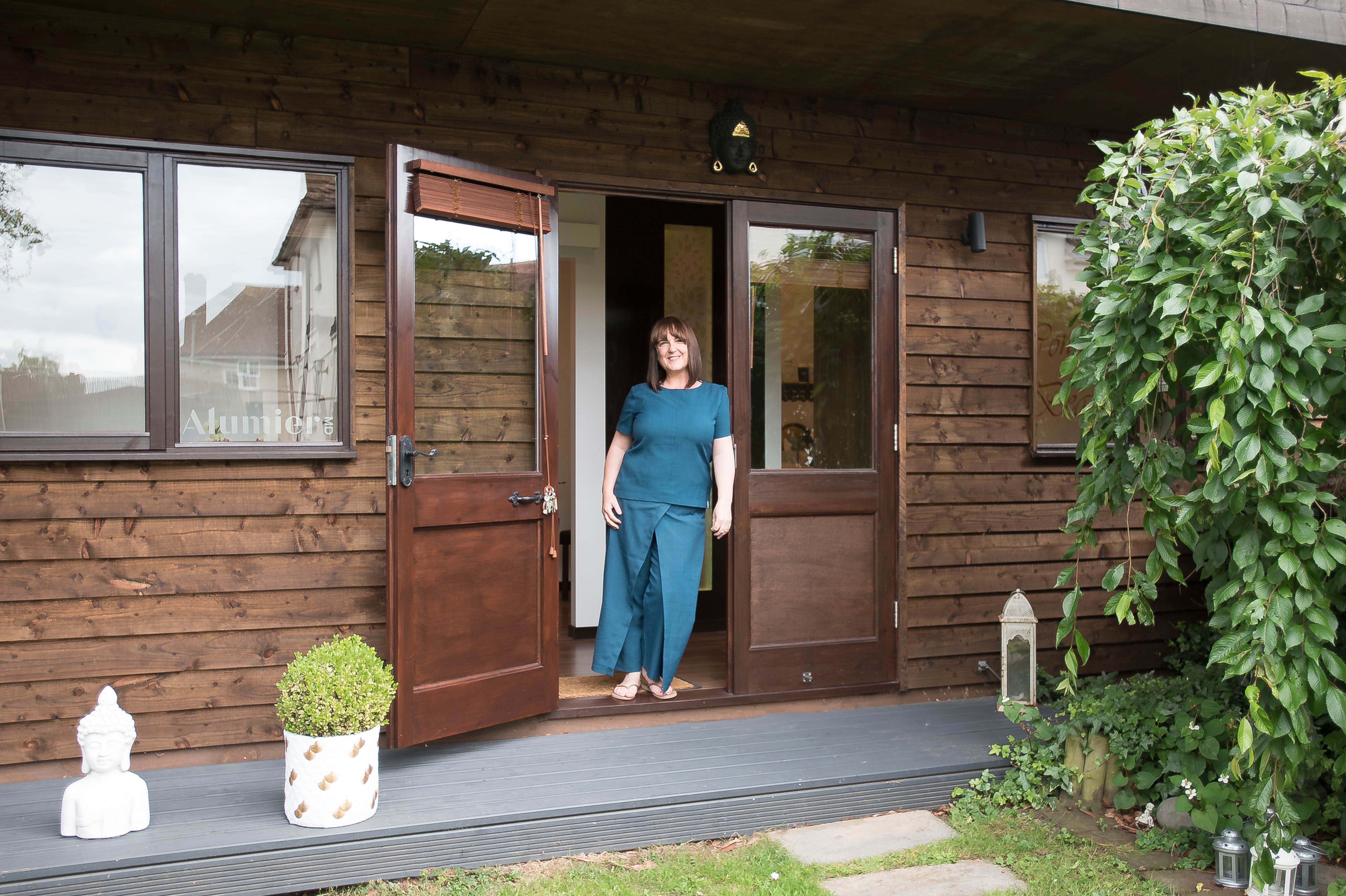 Samantha outside her private skincare clinic